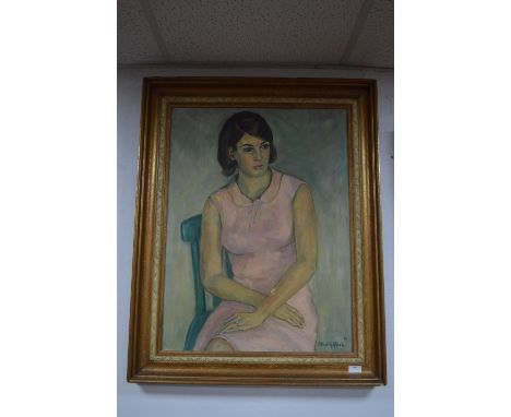 Gilt Framed Oil on Canvas by M Gyzel - Portrait of a Young Women 1966