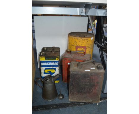Vintage Shell and Duckhams Oil Cans 