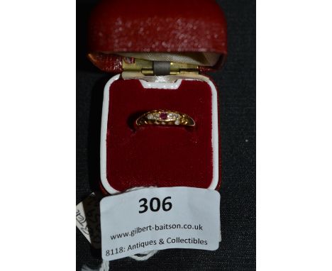 18ct Gold Diamond &amp; Ruby Dress Ring Size: N  - Chester 1901