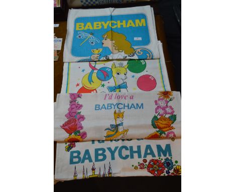 Four Vintage Babycham Bar Tea Towels 