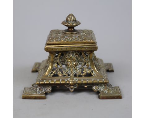 Brass inkwell with glass insert 