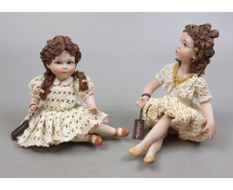 2 porcelain doll figures by Sibania - Anita and Lorella in original boxes 