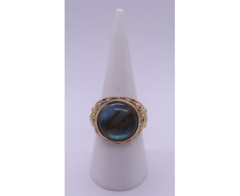 14ct gold on silver labradorite set ring with C.O.A - Size N 