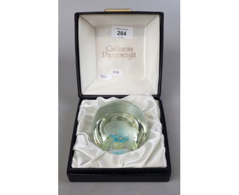 Caithness paperweight L/E 53/100 - Dolphin in original box with signed certificate 