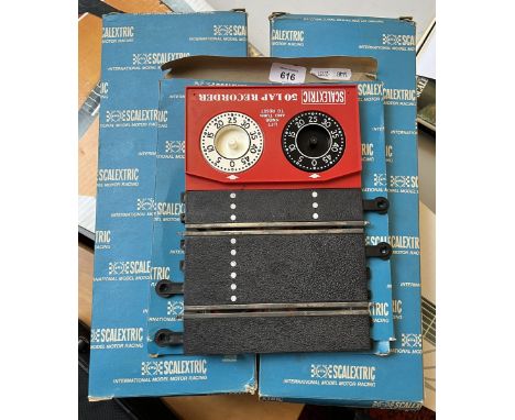 2 boxes of Scalextric track together with Scalextric lap timer 