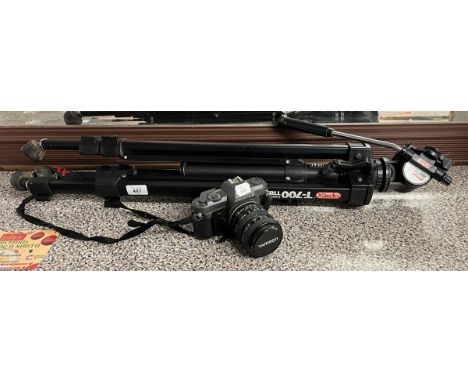Tamaron Pentax P30 SLR camera and tripod 