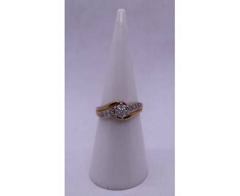 Gold diamond set ring - Size K 