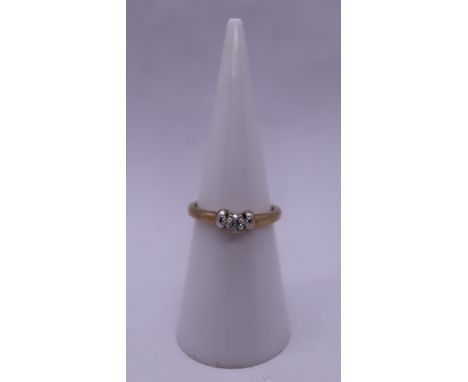 Gold diamond solitaire ring - Size K 