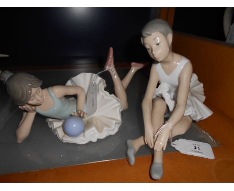 A Nao 'Ballerina' with ball together with a Nao 'Seated Ballerina' 