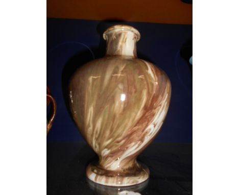 An early 20th C marbled ceramic vase of ovoid form indistinctly signed to base possibly New Zealand 