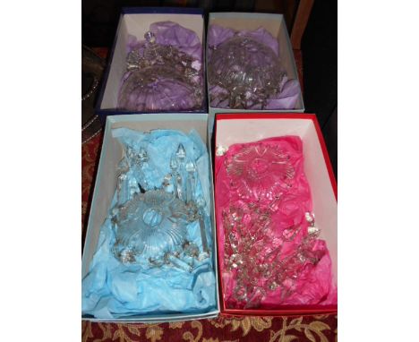 Four vintage crystal glass light drops