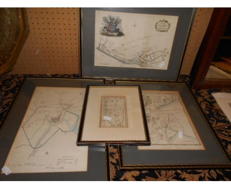 Four antique maps of local interest to include R CREIGHTON's 'Sussex Towns' and RK DAWSON's town plan of Rye