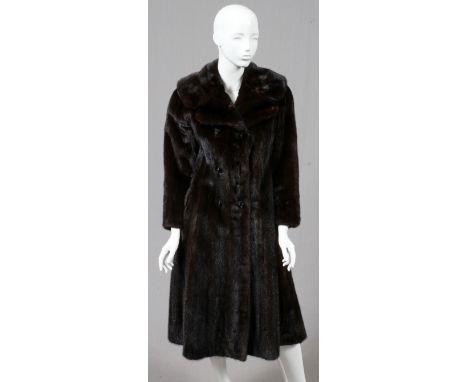 NEIMAN MARCUS DARK MINK FUR THREE-QUARTER LENGTH  COAT:  Neiman Marcus label. 