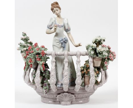 LLADRO PORCELAIN FIGURE, 'FAR AWAY THOUGHTS', H  14 1/2", W 13 1/2", #1798:  The Lladro figure  "Far Away Thoughts", #1798.  