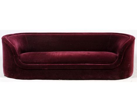 WARD BENNETT [AMERICAN, 1917-2003], UPHOLSTERED  SOFA, H 24", L 84", BRICKEL ASSOC. INC.:  Oblong  sofa with encircling arms,