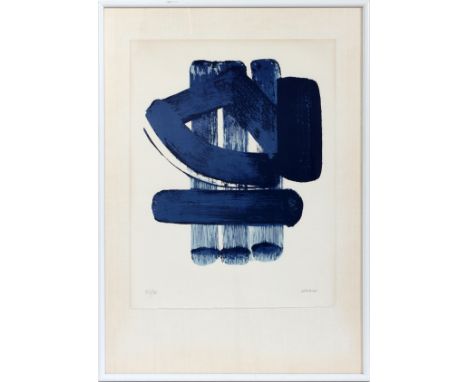 PIERRE SOULAGES [FRENCH, 1919-], COLOR  LITHOGRAPH, 1974, #38/85, 30 1/2" X 24", 'NO.  37':  Pencil signed lower right, numbe