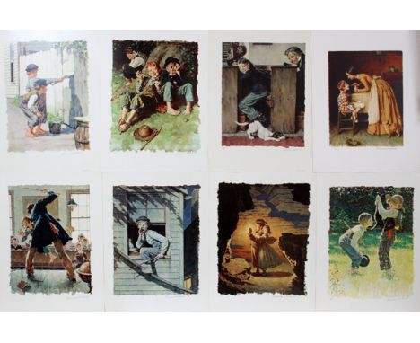 AFTER NORMAN ROCKWELL [US, 1894-1978], "TOM  SAWYER" SUITE, 1977, 7 COLLOTYPES & 1  LITHOGRAPH, PAPER: H 26", W 20":  AP; pen