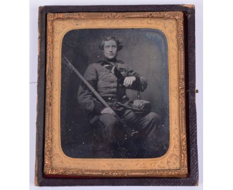 Rifle Volunteers Daguerreotype Photograph circa 1860’s, seated sergeant in volunteers uniform with his 1853 pattern Enfield r