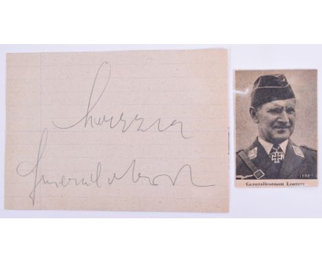 Signature of WW1 German Flying Ace and Pour le Merite (Blue Max) Winner Bruno Loerzer, signed autograph page with newspaper c
