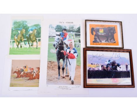 Four Signed Horse Racing Photographs, Frankie Dettori Fantastic Light, Pat 4000th, Tony Purchase photograph signed by Pat Edd