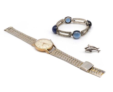 A collection of jewellery and watches, to include a gentlemen's 9ct gold Mira automatic bracelet watch, 34mm diameter, with a