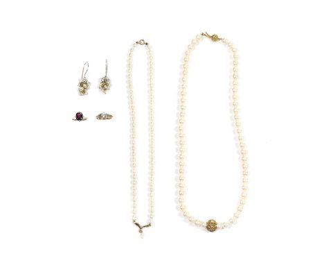 A small collection of jewellery,to include a gold single stone cubic zirconia ring, tested as approximately 9ct gold, a silve