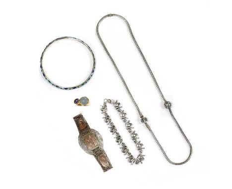 A large collection of silver jewellery, to include to silver diamond set pendant, a silver Pandora snake chain necklace, a si