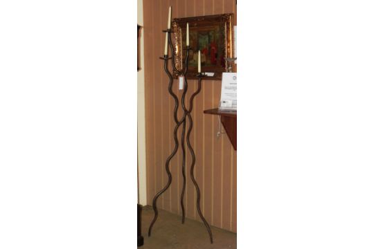 A Contemporary Floor Standing Wrought Iron Candelabra