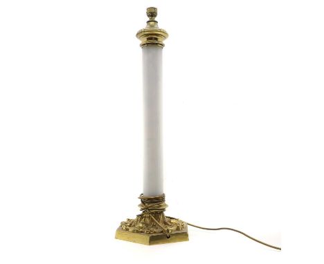 A French opaline glass gilt bronze table lamp, late 19th century, 58cm highCondition ReportNo shade.