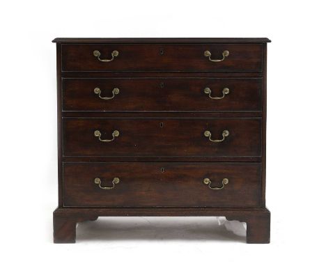 A George III mahogany chest of drawers, the rectangular moulded top above four long drawers95cm wide52cm deep92cm high 