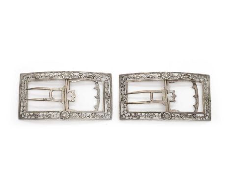 A pair of Hanau silver shoe buckles late 19th century, by B. Neresheimer &amp; Sohne, marked 925, London import by Berthold M