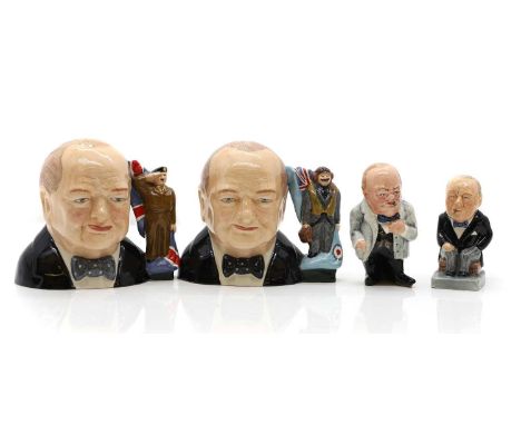 Two Manor Limited Editions character jugs titled 'Airforce' and 'Army', modelled as Sir Winston Churchill18cm widetogether wi