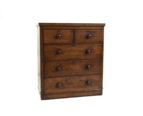 A Victorian mahogany chest of drawers 19th century, possibly Scottish, the rectangular top above two short and three long dra