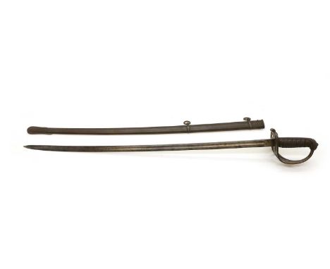 A Victorian 1827 pattern Rifle Volunteers Officer's sword  with a shagreen handle, with a scabbard, blade 83cm  97cm overallS