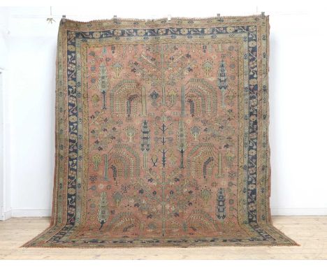 A faded Turkish carpet, 263 x 334cmCondition ReportIn need of cleaning with some staining and fading. Tassels cut and uneven.