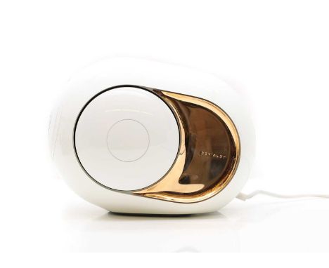 A Devialet 'Phantom' MX207 speaker  of recent manufacture, in the 'Gold' colourway, 32cm wide 22cm deep 25cm high  Condition 