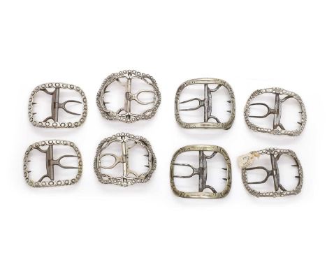 Four pairs of George III silver shoe buckles comprising; a pair by Stephen Adams II,mid to late 18th century, of oval form, w