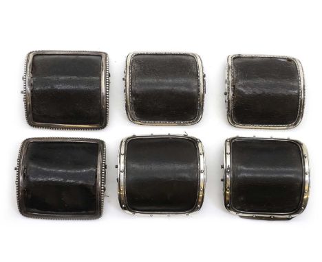 Three pairs of Eley type silver shoe buckles comprising;a pair by William Eley,London 1792, with a beaded border, the pin sta