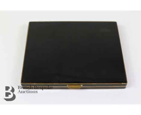 Art Deco Continental silver gilt and black enamel card case, approx 90 x 75 mm.&nbsp;