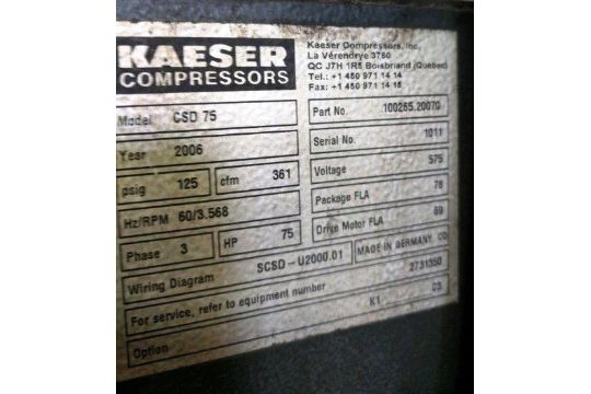Group Of Lots 34 35 Kaeser 2006 Ksd75 75 Hp Rotary