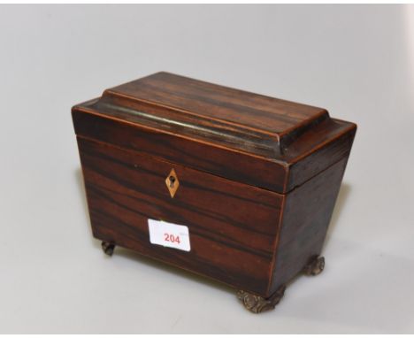 A small 19th century rosewood tea caddy
