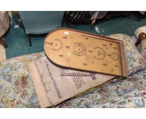 Two vintage bagatelle boards, one boxed