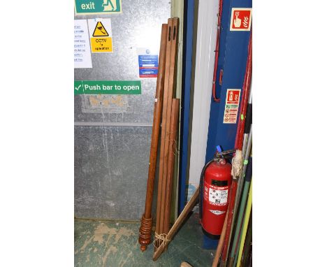 A carpet maker's frame; tog. with a curtain pole
