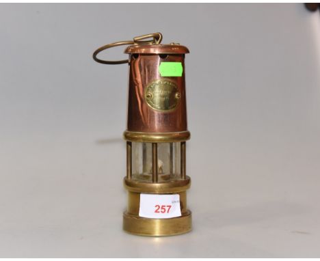 A reproduction copper and brass Davy lamp, Hockley & Co.