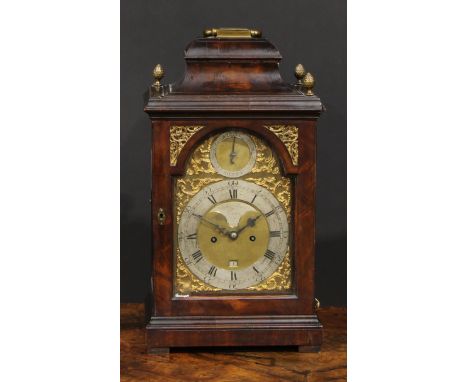 A George III mahogany repeating bracket clock, 17.5cm arched brass dial inscribed John Ward, London, silvered chapter ring wi