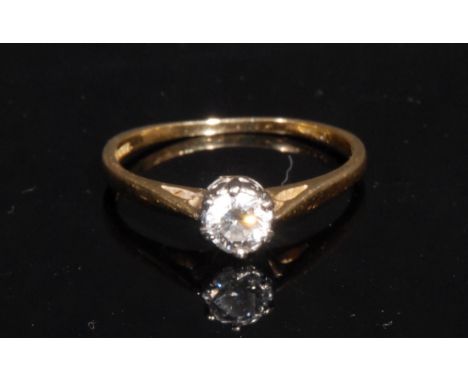 A diamond and 18ct gold solitaire ring, the round brilliant cut stone approximately 0.35ct, size Q/R, 2.38g 