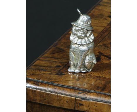 A silver novelty vesta case, cast as Mr Punch’s Dog Toby, 5.5cm long, marked Sterling 