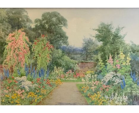 Theresa Sylvester Stannard (1898-1947), A Corner of the Garden, signed, watercolour, Gallery label verso, 24cm x 33.5cm