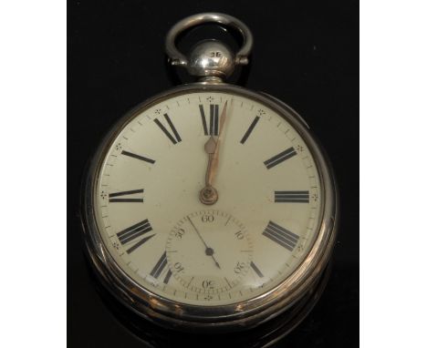 A George IV silver open face pocket watch, by Brookhouse &amp; Tunnicliffe, Derby, 4.5cm dial inscribed with Roman numerals, 