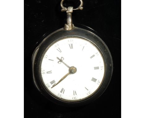 A George III silver pair cased pocket watch, by John Paxton, St Neotes (sic) [St Neots], 4cm convex enamel dial inscribed wit